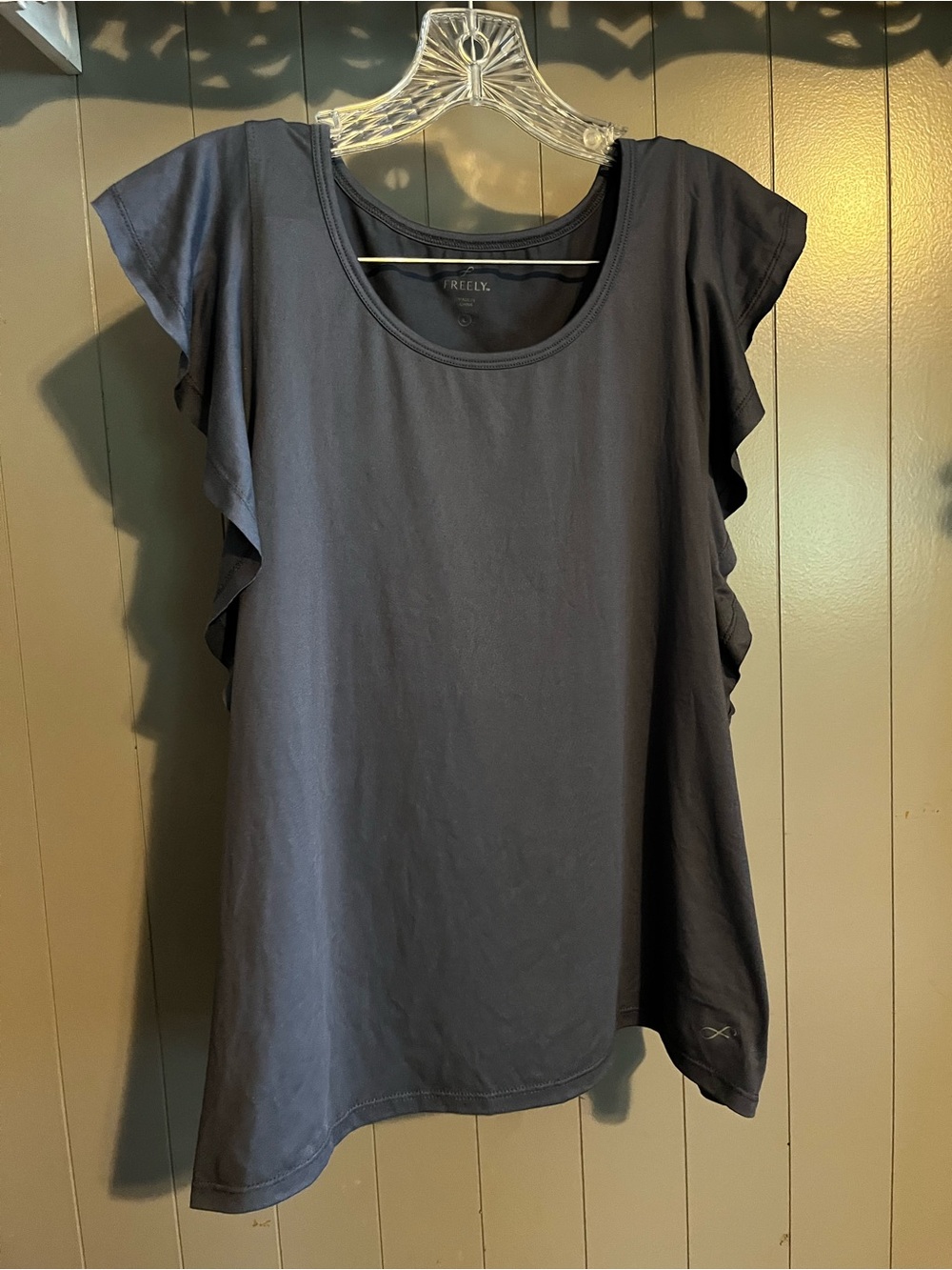 FREELY navy blue flutter sleeve top